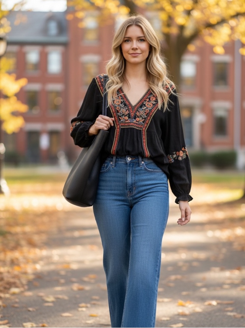 AMERICAN EAGLE BOHO EMBROIDERED PEASANT TOP FLOWY RUFFLED POET SLEEVES MEDIUM